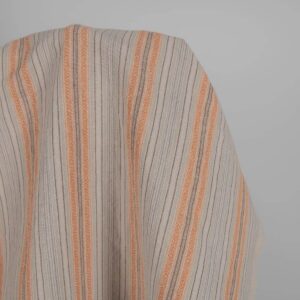 Vasket lin-bomull i brune mønstrede striper 6 Washed linen cotton in brown patterned stripes product photo