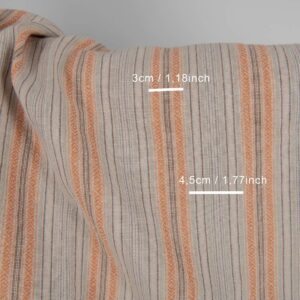Vasket lin-bomull i brune mønstrede striper 7 Washed linen cotton in brown patterned stripes with measurements