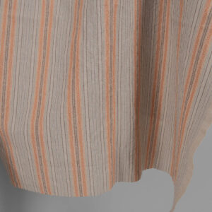 Vasket lin-bomull i brune mønstrede striper 8 Washed linen cotton in brown patterned stripes edge view