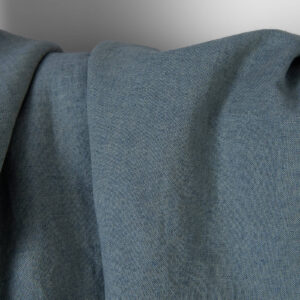 Washed linen cotton fabric green-blue melange, specially washed