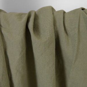 Washed linen cotton fabric grey-sand and green melange, specially washed