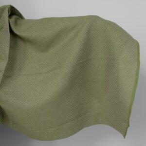 Linen cotton fabric green and beige diamond pattern