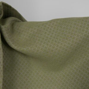 Linen cotton fabric green and beige diamond pattern texture
