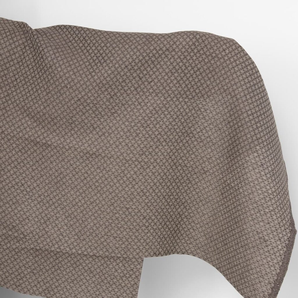 Linen cotton fabric brown and beige diamond pattern
