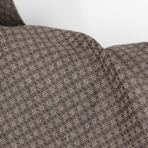 Linen cotton fabric brown and beige diamond pattern close up detail