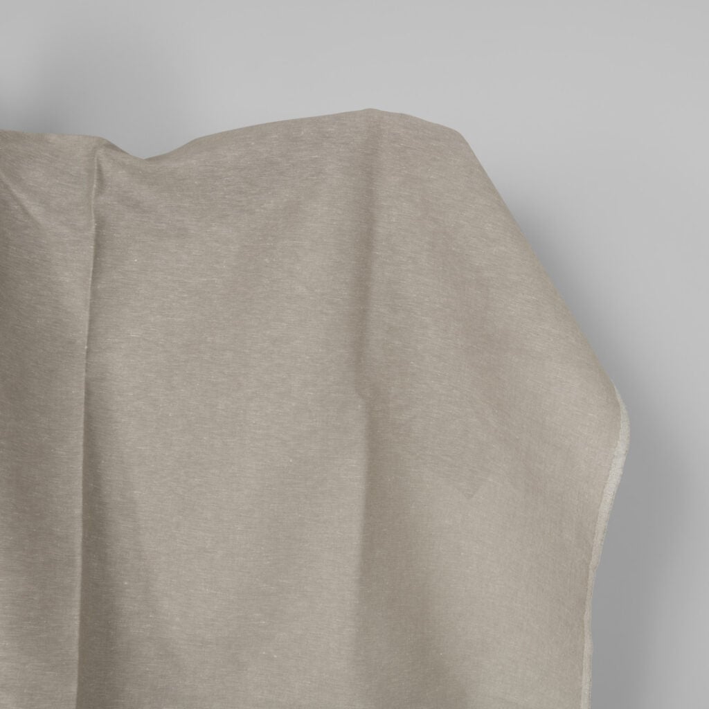 Linen cotton fabric dark beige and white melange