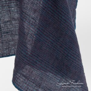 Lilla linstoff med striper vasket 10 Washed purple linen fabric.