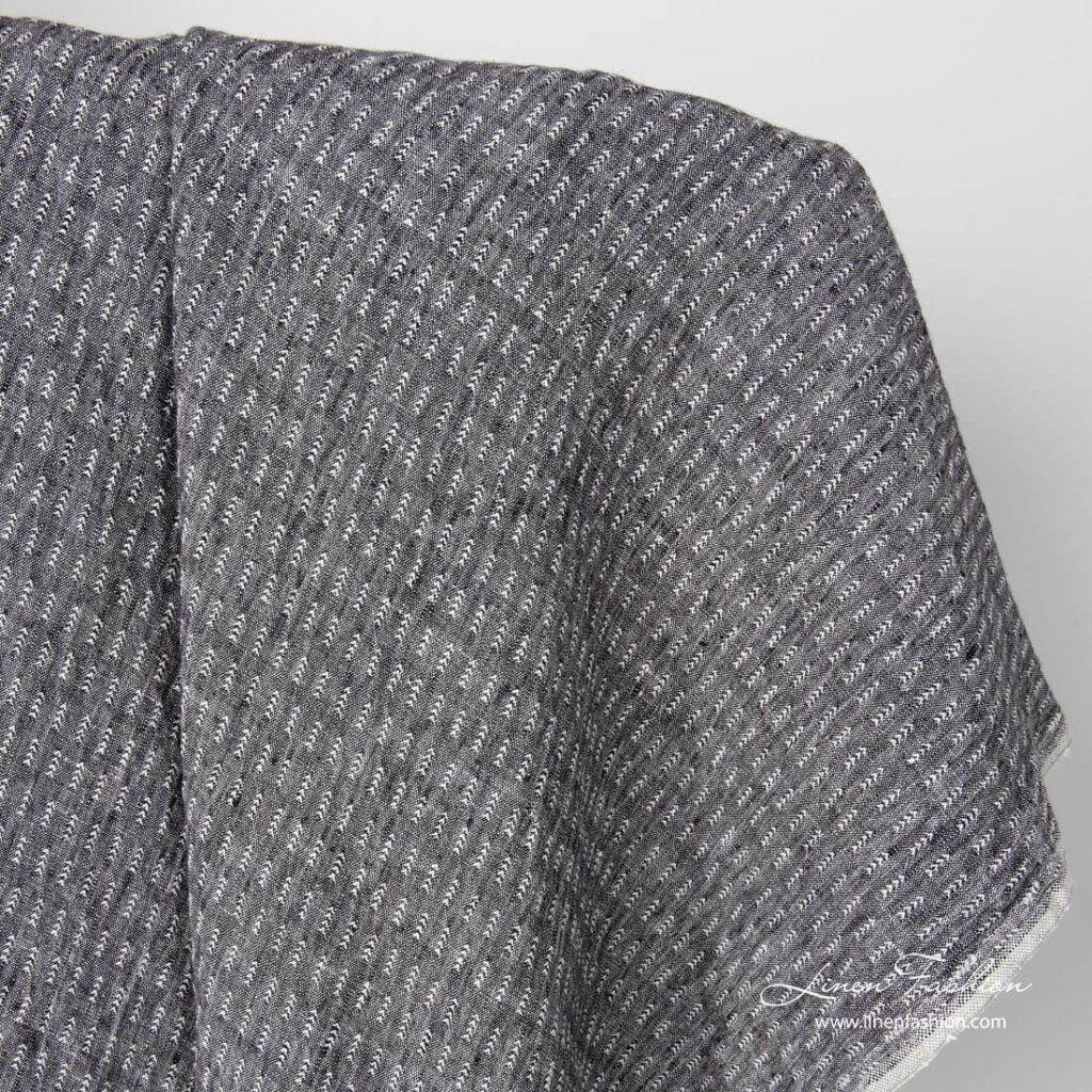Washed linen black white pattern fabric