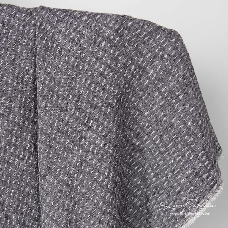 Washed linen black white pattern fabric