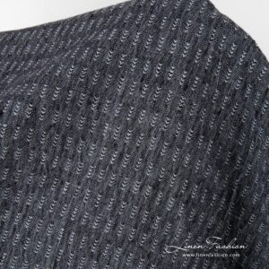 Black background with grey ticks linen fabric, washed