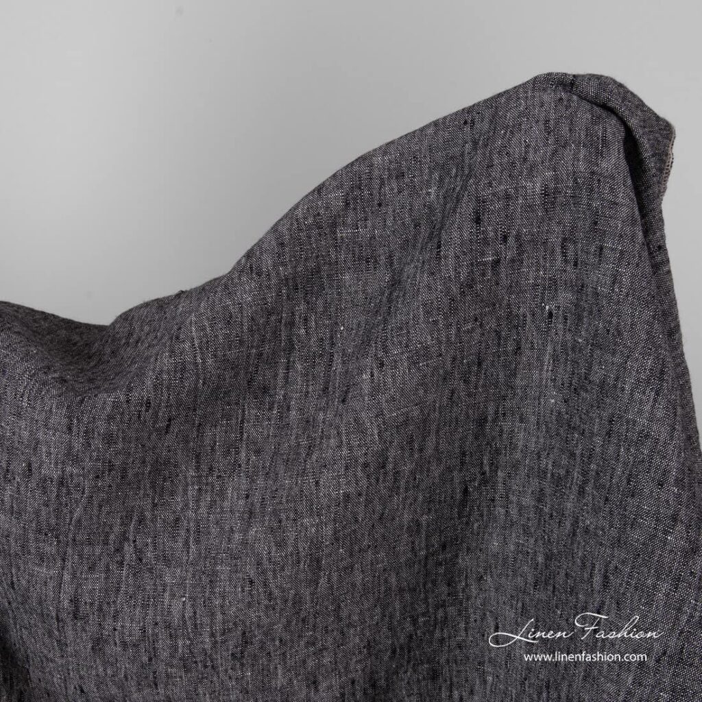 Thick linen black white fabric, washed