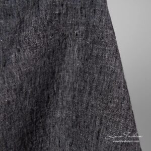 Washed black white melange linen fabric