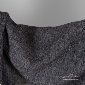 Black and white melange linen fabric, softened