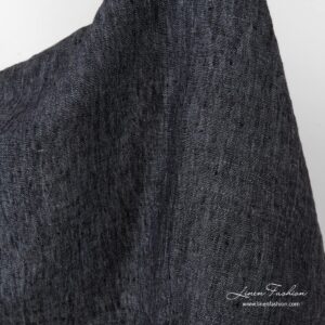 Washed linen black grey fabric