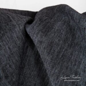 Washed linen fabric in black grey mix