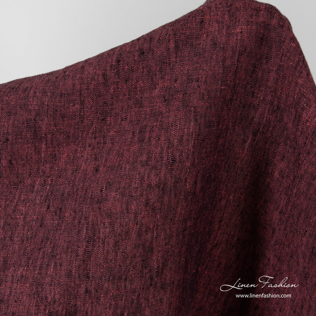 Black and pink washed linen fabric