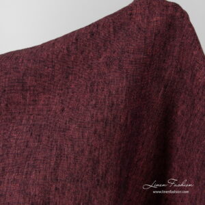 Black and pink washed linen fabric