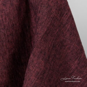 Washed melange linen fabric in black-pink
