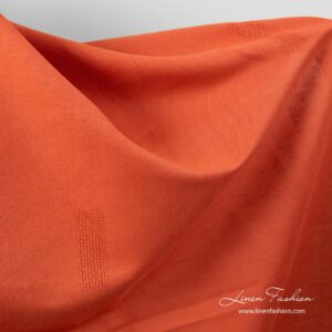 Flammerødt lin-bomullsstoff med hullmønster-rektangler