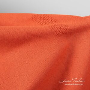 Flammerødt lin-bomullsstoff med hullmønster-rektangler