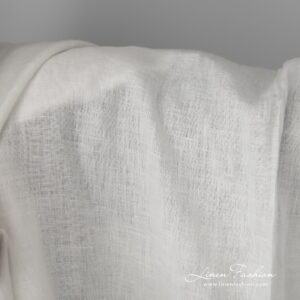 Lightweight washed linen fabric white colour detail