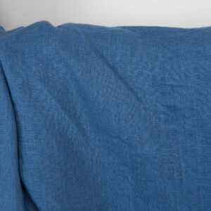 Linstoff ensfarget mellomblå, vasket