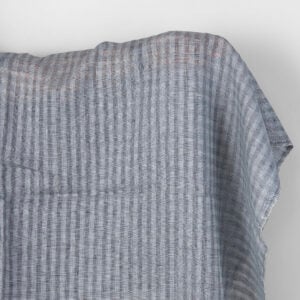 Linen fabric small grey open-weave checks