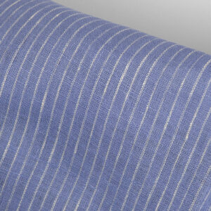Linen fabric periwinkle with cream stripes, lightweight fabric