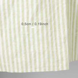 linen cotton light green striped fabric 0.5cm.