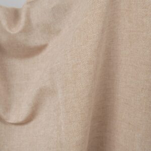 Wide linen cotton fabric light brown colour close up detail