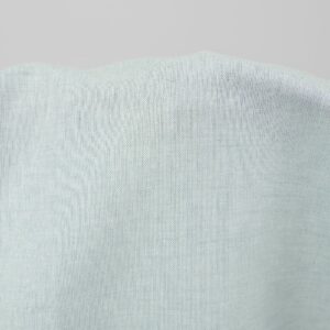 Wide linen cotton fabric pale turquoise colour close up detail