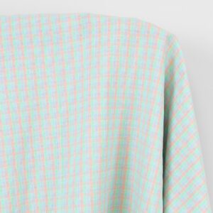 Lin-bomullsstoff med lyse pastellruter, vasket 9 Lin-bomullsstoff med lyse pastellruter, vasket