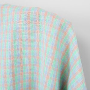 Lin-bomullsstoff med lyse pastellruter, vasket 10 Lin-bomullsstoff med lyse pastellruter, vasket