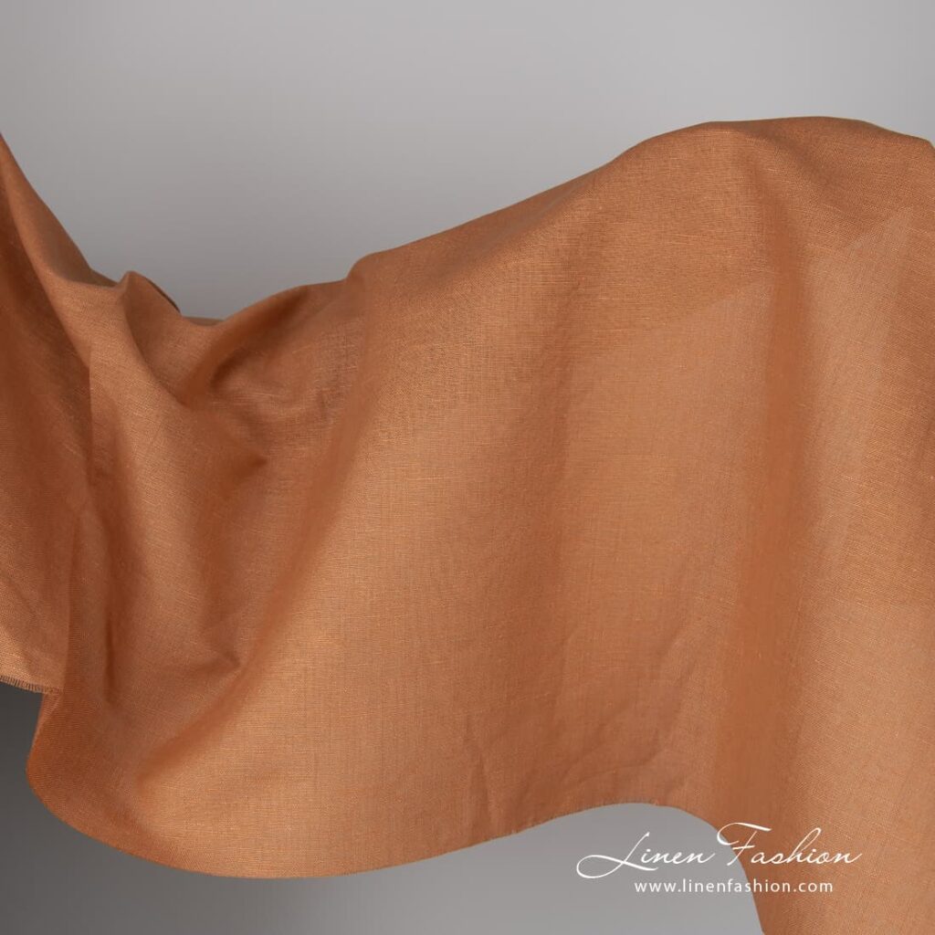 Linen / cotton fabric in caramel brown
