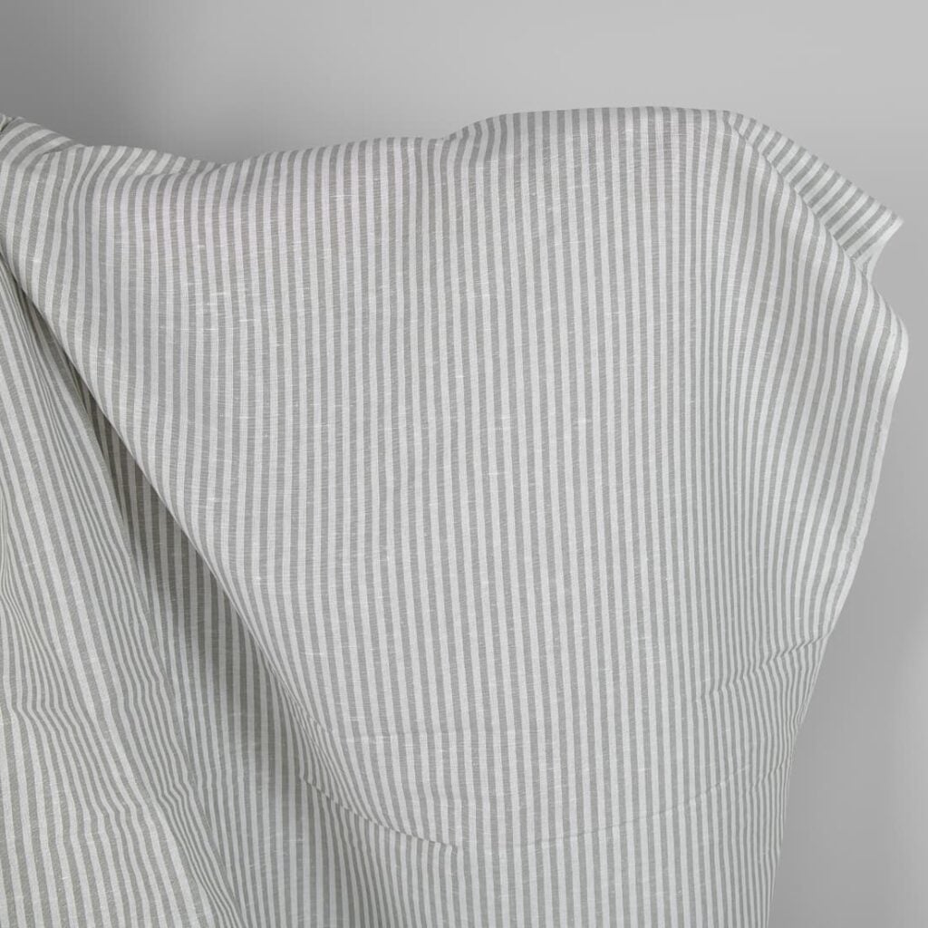 Linen blend grey striped fabric