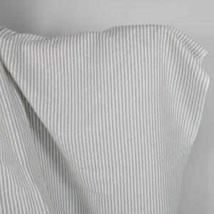 Linen blend grey striped fabric