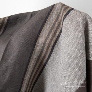 Linen fabric with brown grey stripes