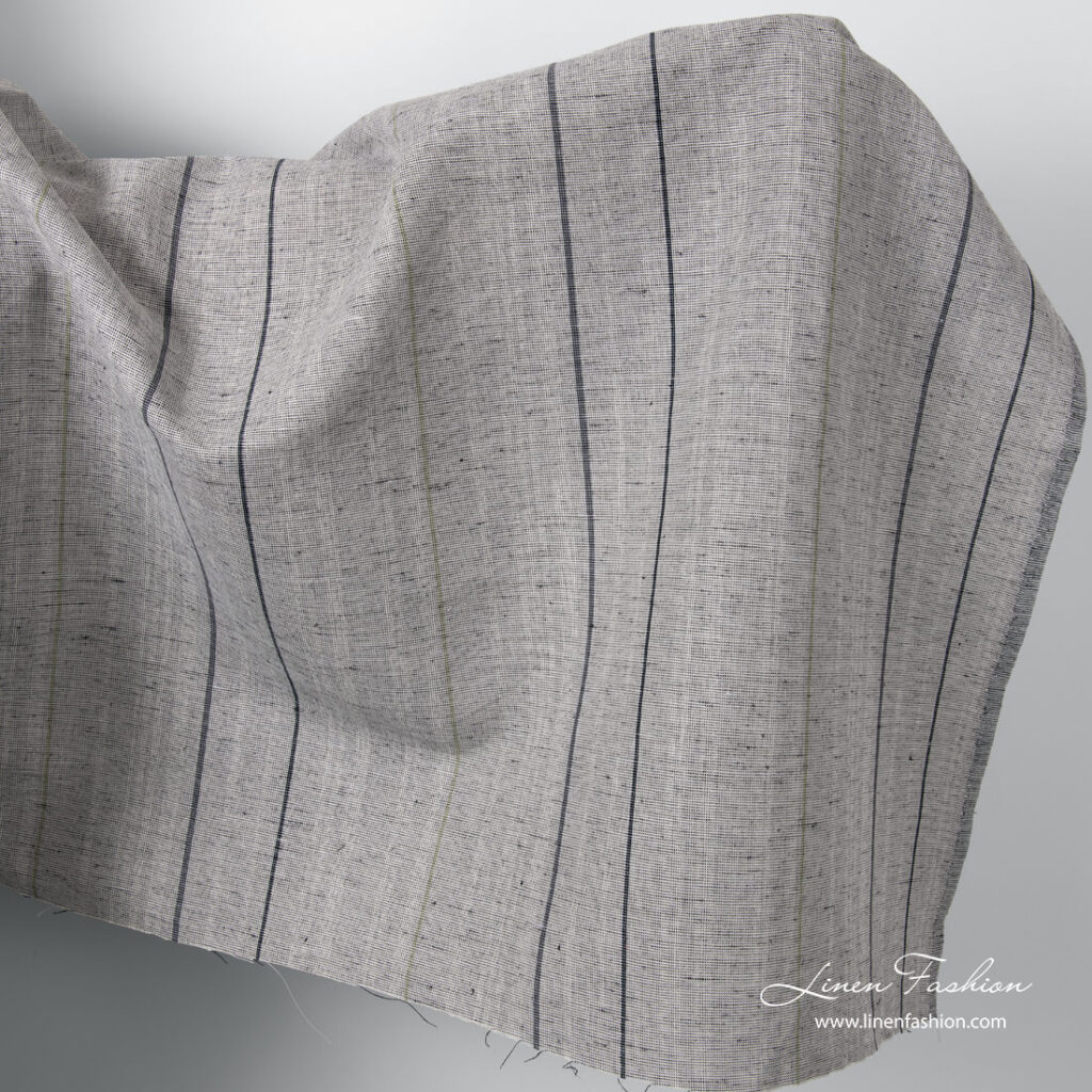 Grey variegated linen cotton fabric