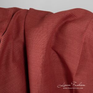 Red linen cotton fabric in stripes.