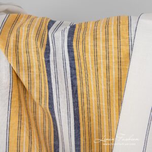 Striped linen cotton fabric.