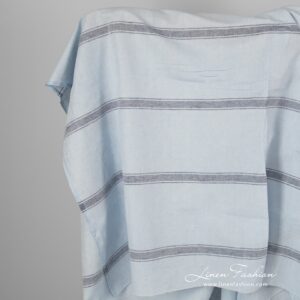 Light blue striped linen-cotton fabric.
