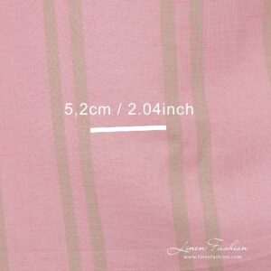 Striped pink linen cotton fabric.
