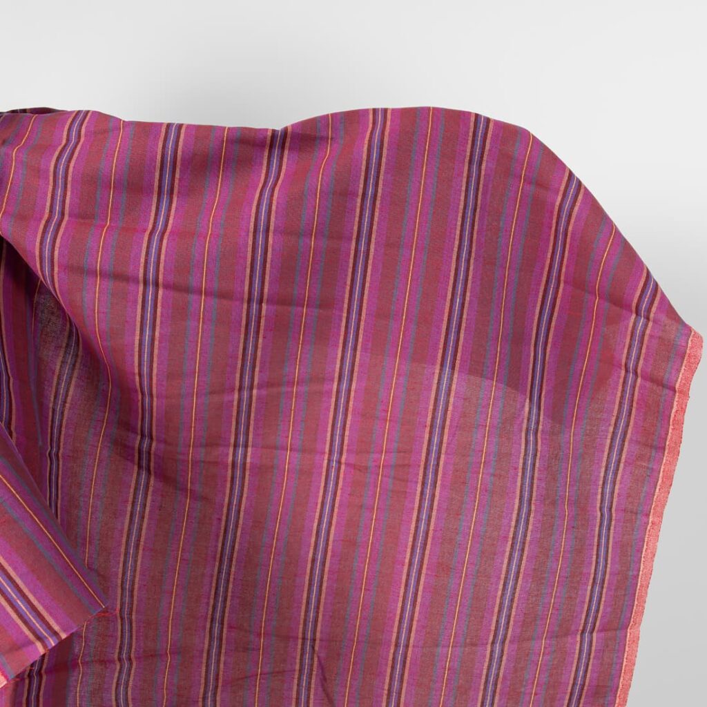 Linen cotton fabric in different shade red stripes