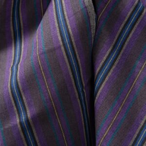 Linen cotton fabric in different shade violet stripes close up detail