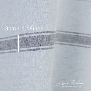Linen cotton blueish fabric stripe size