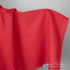 Linen cotton fabric vivid red colour