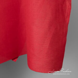 Linen cotton fabric vivid red colour edge