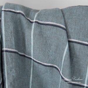 Check linen fabric in green.