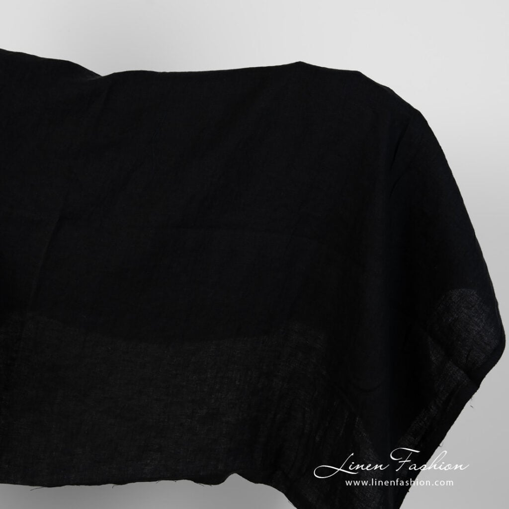 Washed linen fabric black colour
