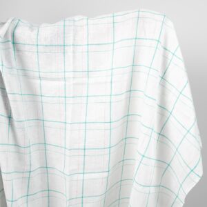 linen white green checked fabric